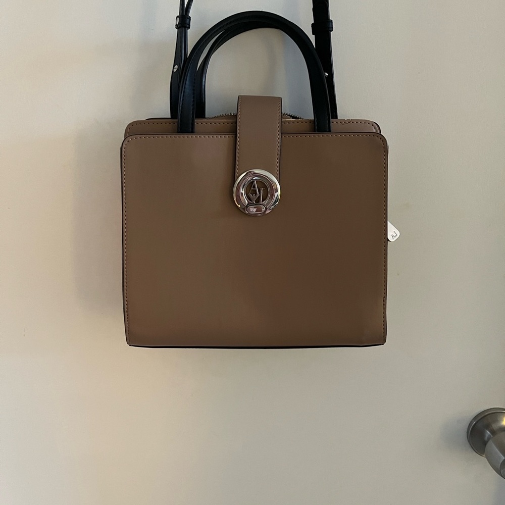 Armani Jeans Elegant Brown Handbag with crossbody strap
